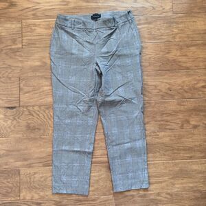 Talbots Dress Pants Size 12 Chatham Houndstooth Plaid Black/White Side Zip